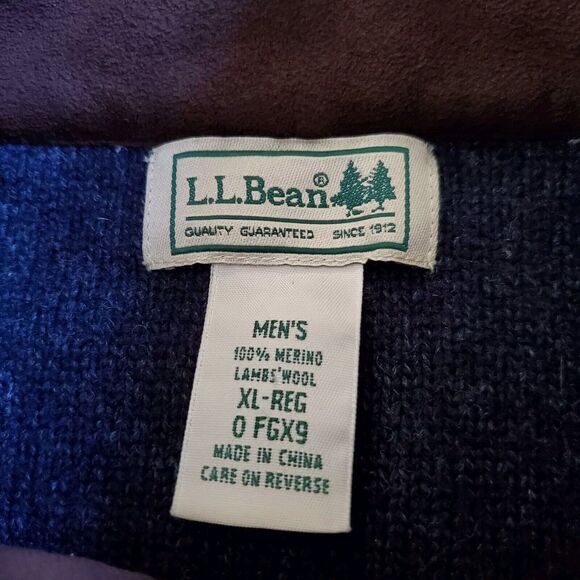 LL Bean sweater Mens Extra Large Blue Vest 100% Merino Wool Lambswool Waterfowl - Picture 7 of 10